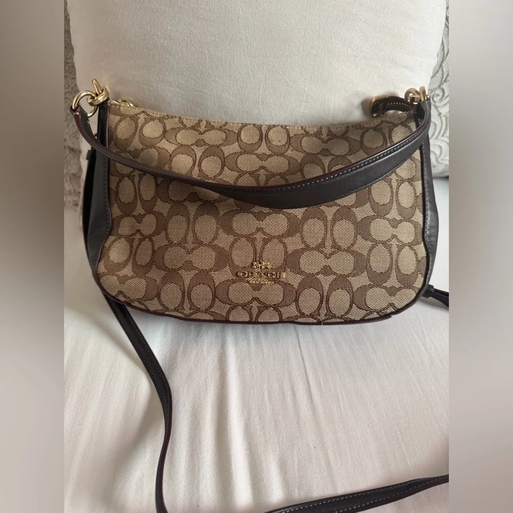 Coach Tan and Brown Signature Shoulder Bag with Wallet NWOT - Picture 3 of 15